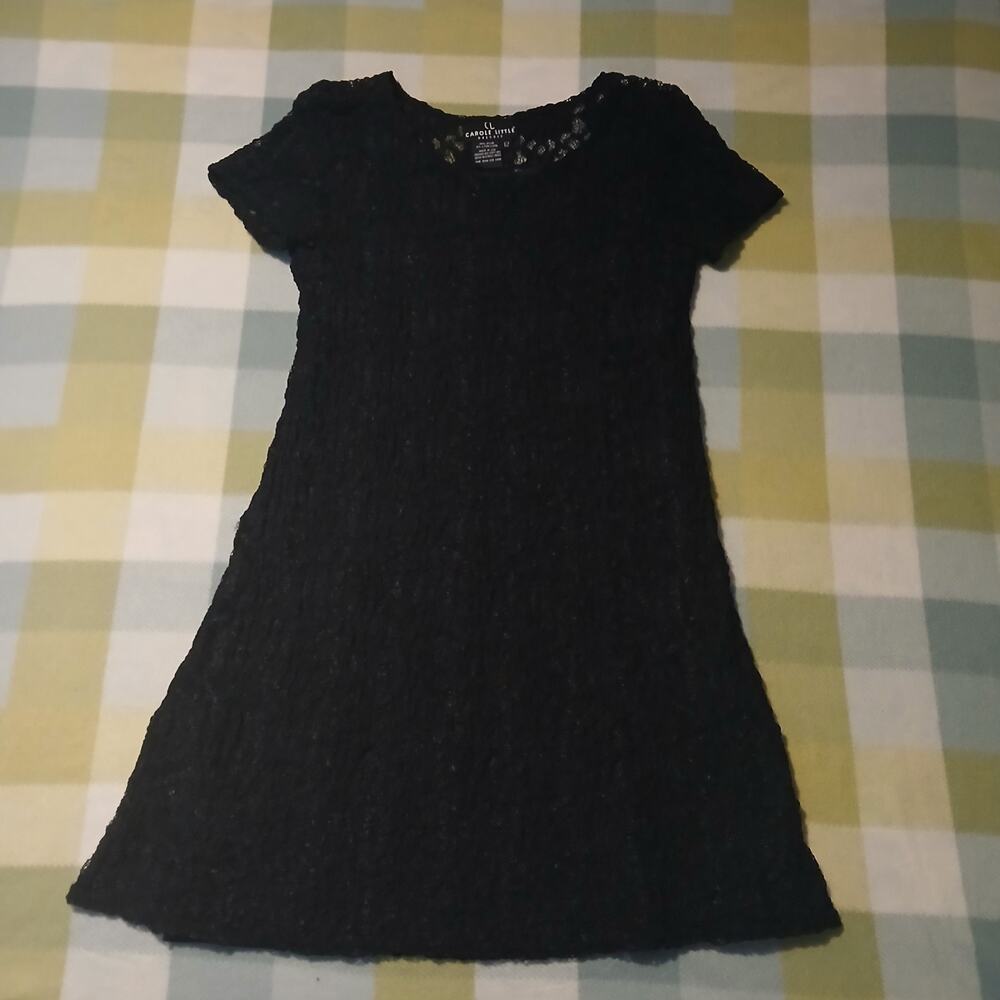 Carole Little Black Laced Vintage Short Sleeve Dress Size 12